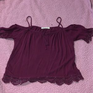 Burgundy off shoulder shirt